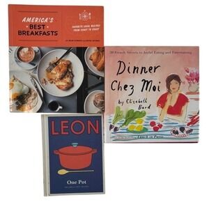 3-Book‎ Cookbook Set – Leon One Pot, Dinner Chez Moi, America's Best Breakfasts